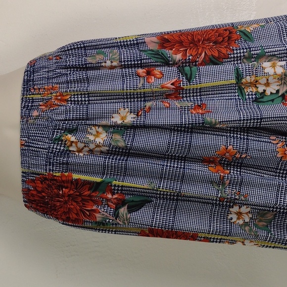 ♥Bundle Only♥️ Houndstooth Plaid Floral Graphic Palazzo Slip On High Rise - Picture 2 of 9